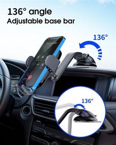 img 2 attached to 📱 APPS2Car Adjustable Suction Phone Holder for Car with Strong Suction Cup - Universal Dashboard Mount for All Cell Phones, 360 ° Rotation