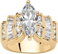 💍 palm beach jewelry marquise cut cz engagement ring: yellow gold-plated or silvertone logo