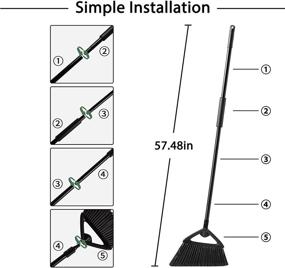 img 1 attached to 🧹 Efficient Outdoor Broom for Heavy-Duty Commercial Use - Eyliden's Long-Handled Rough Surface Angle Brooms for Garages, Courtyards, Sidewalks, Decks. Ideal for Indoor Areas like Kitchens, Offices, Lobbies. (Black Broom)