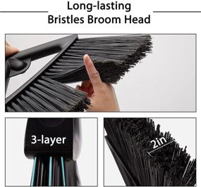 img 2 attached to 🧹 Efficient Outdoor Broom for Heavy-Duty Commercial Use - Eyliden's Long-Handled Rough Surface Angle Brooms for Garages, Courtyards, Sidewalks, Decks. Ideal for Indoor Areas like Kitchens, Offices, Lobbies. (Black Broom)