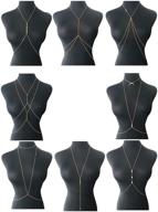 💃 tornito 4-8pcs gold tone body chain jewelry: sexy belly and waist chains for women's summer beach look logo