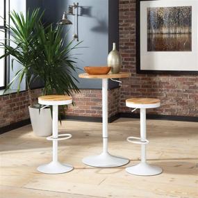 img 3 attached to 🪑 Industrial Modern 2 Pack Backless Bar Stool, Adjustable Height 23-32 inches, White/Natural - OFM 161 Collection