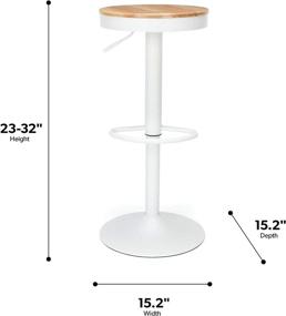img 1 attached to 🪑 Industrial Modern 2 Pack Backless Bar Stool, Adjustable Height 23-32 inches, White/Natural - OFM 161 Collection