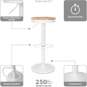 img 2 attached to 🪑 Industrial Modern 2 Pack Backless Bar Stool, Adjustable Height 23-32 inches, White/Natural - OFM 161 Collection