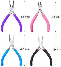 img 3 attached to Complete 4Pcs Jewelry Pliers Set - Essential Jewelry Making Kit with Round 🔧 Nose, Needle Nose, Bent Nose, and Chain Nose Pliers for Crafts, Beading, and Wire Wrapping