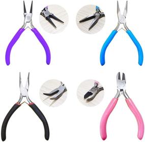 img 2 attached to Complete 4Pcs Jewelry Pliers Set - Essential Jewelry Making Kit with Round 🔧 Nose, Needle Nose, Bent Nose, and Chain Nose Pliers for Crafts, Beading, and Wire Wrapping