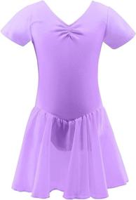 img 1 attached to 🩰 Girls Daydance Skirted Leotards: Short Sleeve Leotard Dress for Ballet and Dance