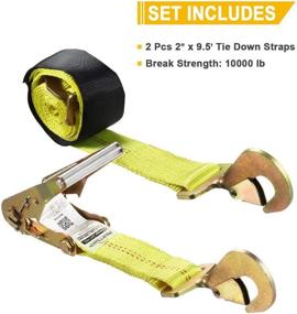 img 3 attached to 🚚 Partsam 9.5FT Axle Tie Down Strap Ratchet w/Snap Hook - Heavy-Duty Set for Securely Hauling Cars, Trucks, ATVs, UTVs, SUVs and more - 10000 lbs Break Strength