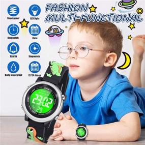 img 2 attached to Waterproof Kids Watches with Alarm - 🌊 Top Toys Gifts for Boys Girls, Ages 3-10