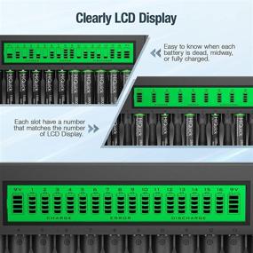 img 1 attached to 🔋 HiQuick 16+2 Bay Rechargeable Battery Charger with Smart LCD Display - Fast Charging for AA AAA NiMH/NI-CD & 9V NiMH/Li-ion Batteries