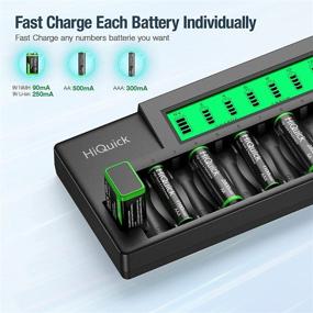 img 2 attached to 🔋 HiQuick 16+2 Bay Rechargeable Battery Charger with Smart LCD Display - Fast Charging for AA AAA NiMH/NI-CD & 9V NiMH/Li-ion Batteries