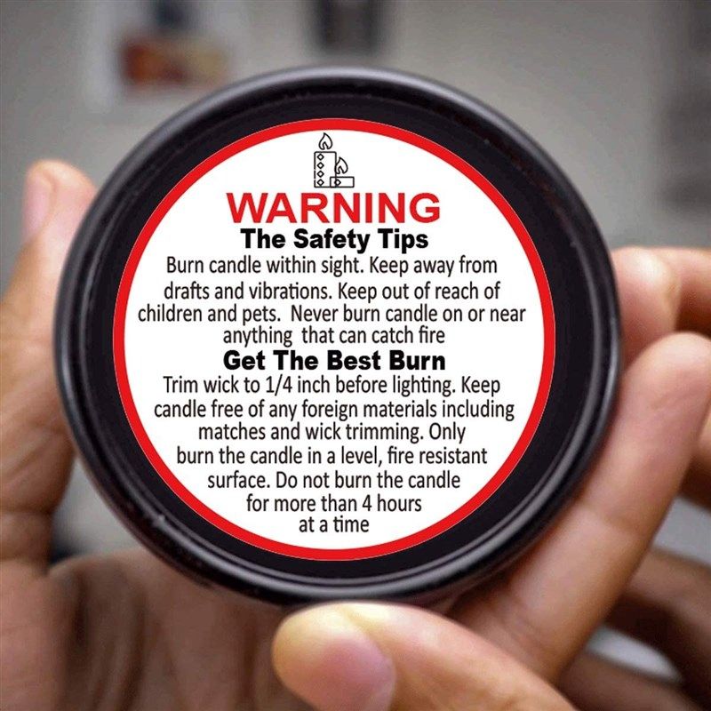 Candle Warning Stickers 1.57 Inches Candle Jar Container Labels