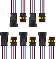 🔌 muyi 5 комплект 3-х контактный разъем waterproof connector wire 1.5mm 18 awg терминальные разъемы серии черный - надежные и надежные водонепроницаемые соединители проводов для всех приложений логотип