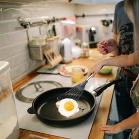 img 2 attached to 🔪 12.6 inch Nonstick Spatula Turner by KSENDALO - Thin Slotted Spatula with Wide Nylon Blade, Lightweight yet Sturdy Kitchen Fish Spatula, Designed for Non-stick Pans - Black (option 1)