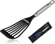 🔪 12.6 inch nonstick spatula turner by ksendalo - thin slotted spatula with wide nylon blade, lightweight yet sturdy kitchen fish spatula, designed for non-stick pans - black (option 1) logo