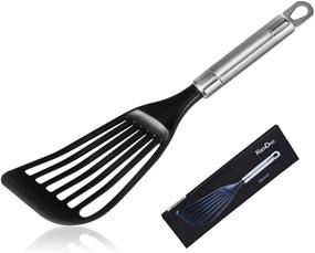 img 4 attached to 🔪 12.6 inch Nonstick Spatula Turner by KSENDALO - Thin Slotted Spatula with Wide Nylon Blade, Lightweight yet Sturdy Kitchen Fish Spatula, Designed for Non-stick Pans - Black (option 1)