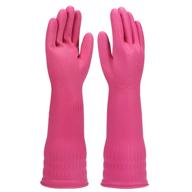 🌹 rose red small rubber dishwashing gloves - 3 pairs for kitchen & household cleaning | long-lasting, waterproof, reusable & durable logo