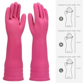 img 3 attached to 🌹 Rose Red Small Rubber Dishwashing Gloves - 3 Pairs for Kitchen & Household Cleaning | Long-lasting, Waterproof, Reusable & Durable