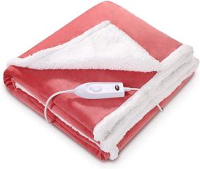 img 4 attached to 🔥 Heated Electric Throw Blanket - Lightweight, Soft, Double-Layer Plush Blanket with 3 Heat Settings, Fast Heating, 2H Auto Off - Pink, Ideal for Travel, Home Office Use - Machine Washable - 50"x60