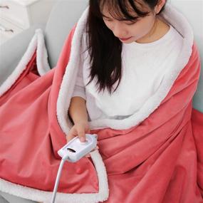img 3 attached to 🔥 Heated Electric Throw Blanket - Lightweight, Soft, Double-Layer Plush Blanket with 3 Heat Settings, Fast Heating, 2H Auto Off - Pink, Ideal for Travel, Home Office Use - Machine Washable - 50"x60