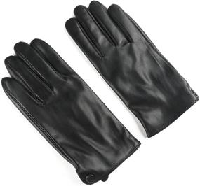 img 4 attached to Ambesi Touchscreen Fleece Lambskin Leather Men's Accessories for Gloves & Mittens