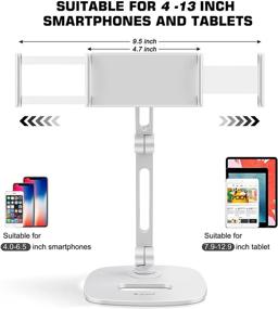 img 3 attached to 📱 B-Land Adjustable Tablet Stand - Desktop Tablet Holder Mount with Foldable Phone Stand, 360° Swivel Phone Clamp Mount Holder - Compatible with 4-13" Tablets/Phones, Nintendo Switch, Kindle - White
