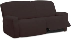 img 4 attached to 🪑 Easy-Going Oversized Microfiber Stretch Sectional Recliner Sofa Slipcover - Soft Fitted Fleece Couch Cover - Washable Furniture Protector - Elasticity for Kids Pet - Chocolate Brown - 6 Pieces