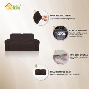 img 2 attached to 🪑 Easy-Going Oversized Microfiber Stretch Sectional Recliner Sofa Slipcover - Soft Fitted Fleece Couch Cover - Washable Furniture Protector - Elasticity for Kids Pet - Chocolate Brown - 6 Pieces