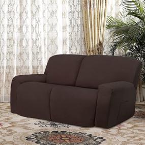 img 3 attached to 🪑 Easy-Going Oversized Microfiber Stretch Sectional Recliner Sofa Slipcover - Soft Fitted Fleece Couch Cover - Washable Furniture Protector - Elasticity for Kids Pet - Chocolate Brown - 6 Pieces