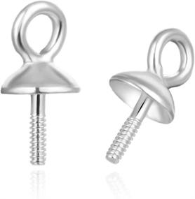 img 4 attached to 🔩 30pcs Genuine 925 Sterling Silver Screw Eye Peg Bail 3mm (0.12 Inch) Pearl Cup Pendant Connector for Jewelry Making SS228-3