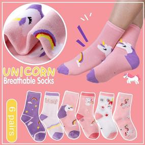 img 3 attached to 🦄 Милые носки с единорогами для девочек: веселые носочки-кораблики в стиле моды и оригинальный подарок - 6 пар мягких хлопковых носков