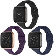 cavn 3 pcs sport bands - compatible with fitbit versa 2 / versa / 🏋️ versa lite - silicone narrow watch strap replacement, waterproof & breathable wristband accessories for women and men logo