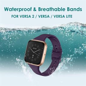 img 2 attached to CAVN 3 шт. Спортивные браслеты - Совместимые с Fitbit Versa 2 / Versa / 🏋️ Versa Lite - Заменяемый узкий силиконовый ремешок, Водонепроницаемый и дышащий браслет для запястья для женщин и мужчин.