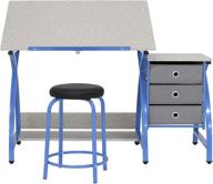 🎨 blue/spatter gray sd studio designs 2-piece comet center plus craft table and stool set with adjustable top and ample storage logo