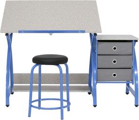 img 4 attached to 🎨 Blue/Spatter Gray SD Studio Designs 2-Piece Comet Center Plus Craft Table and Stool Set with Adjustable Top and Ample Storage