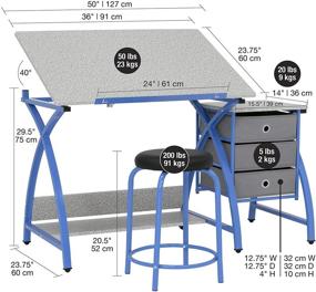 img 2 attached to 🎨 Blue/Spatter Gray SD Studio Designs 2-Piece Comet Center Plus Craft Table and Stool Set with Adjustable Top and Ample Storage