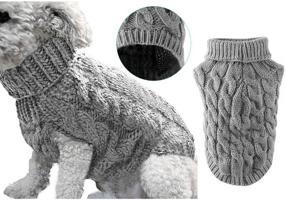 img 4 attached to 🧥 Winter Warmer: Thick Turtleneck Knit Sweater Coat for Dogs & Cats - Size L, Grey