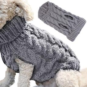 img 3 attached to 🧥 Winter Warmer: Thick Turtleneck Knit Sweater Coat for Dogs & Cats - Size L, Grey