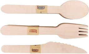 img 4 attached to 🥄 Gmark Disposable Wooden Cutlery 200pcs Set - Biodegradable Utensils - 80 Forks, 80 Spoons, 40 Knives - Ideal for Parties, Events, BBQ, Weddings, Picnics - GM1046