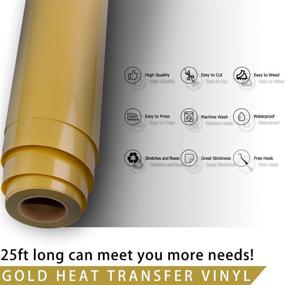 img 1 attached to HTVRONT Gold HTV Heat Transfer Vinyl Roll - 12x25ft Gold HTV Vinyl for Shirts - Premium Quality Easy-to-Cut & Weed Gold Iron-on Vinyl - Perfect for Clothes (Gold)