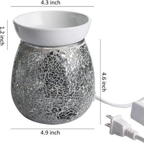 img 3 attached to 🏠 WHOLE HOUSEWARES 4.9X5.7 Inch Mosaic Glass Fragrance Warmer - Electric Wax Warmer and Decorative Lamp for Home Decoration & Gifts (Gray)