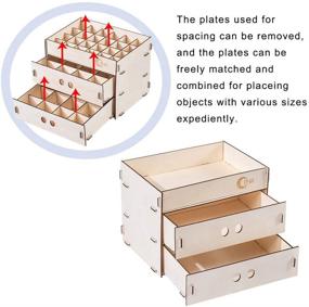 img 1 attached to 🎨 OPHIR Wooden Paint Organizer: 2-Drawer Pigments Holder Rack with 48 Removable Grids for Model Parts, Ink Bottles, DIY Tools, Pens, Pencils