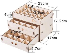 img 3 attached to 🎨 OPHIR Wooden Paint Organizer: 2-Drawer Pigments Holder Rack with 48 Removable Grids for Model Parts, Ink Bottles, DIY Tools, Pens, Pencils