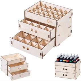 img 4 attached to 🎨 OPHIR Wooden Paint Organizer: 2-Drawer Pigments Holder Rack with 48 Removable Grids for Model Parts, Ink Bottles, DIY Tools, Pens, Pencils