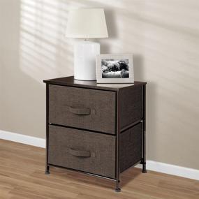img 2 attached to 🗄️ mDesign Storage Dresser End Table - Small Organizer with 2 Drawer Removable Fabric Bins - Espresso Brown - Versatile Furniture for Bedroom, Office, Living Room, and Closet
