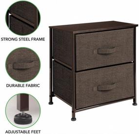 img 1 attached to 🗄️ mDesign Storage Dresser End Table - Small Organizer with 2 Drawer Removable Fabric Bins - Espresso Brown - Versatile Furniture for Bedroom, Office, Living Room, and Closet