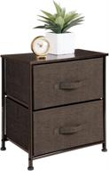 🗄️ mdesign storage dresser end table - small organizer with 2 drawer removable fabric bins - espresso brown - versatile furniture for bedroom, office, living room, and closet logo