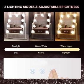 img 2 attached to 💄 Hansong Hollywood Makeup Vanity Mirror with Lights: Professional Light-up Mirror, Plug-in, Removable 10x Magnification, 3 Lighting Modes (3 Color Variations), Cosmetics Mirror with 9 Dimmable Bulbs