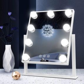 img 1 attached to 💄 Hansong Hollywood Makeup Vanity Mirror with Lights: Professional Light-up Mirror, Plug-in, Removable 10x Magnification, 3 Lighting Modes (3 Color Variations), Cosmetics Mirror with 9 Dimmable Bulbs