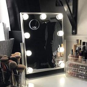 img 4 attached to 💄 Hansong Hollywood Makeup Vanity Mirror with Lights: Professional Light-up Mirror, Plug-in, Removable 10x Magnification, 3 Lighting Modes (3 Color Variations), Cosmetics Mirror with 9 Dimmable Bulbs